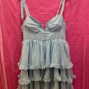 SHEIN Blue Ruffled Tiered Dress